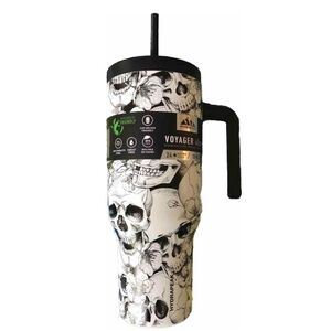 Hydrapeak Voyager Artisan Collection 40 oz Tumbler (Skull) Straw Lid and Straw,